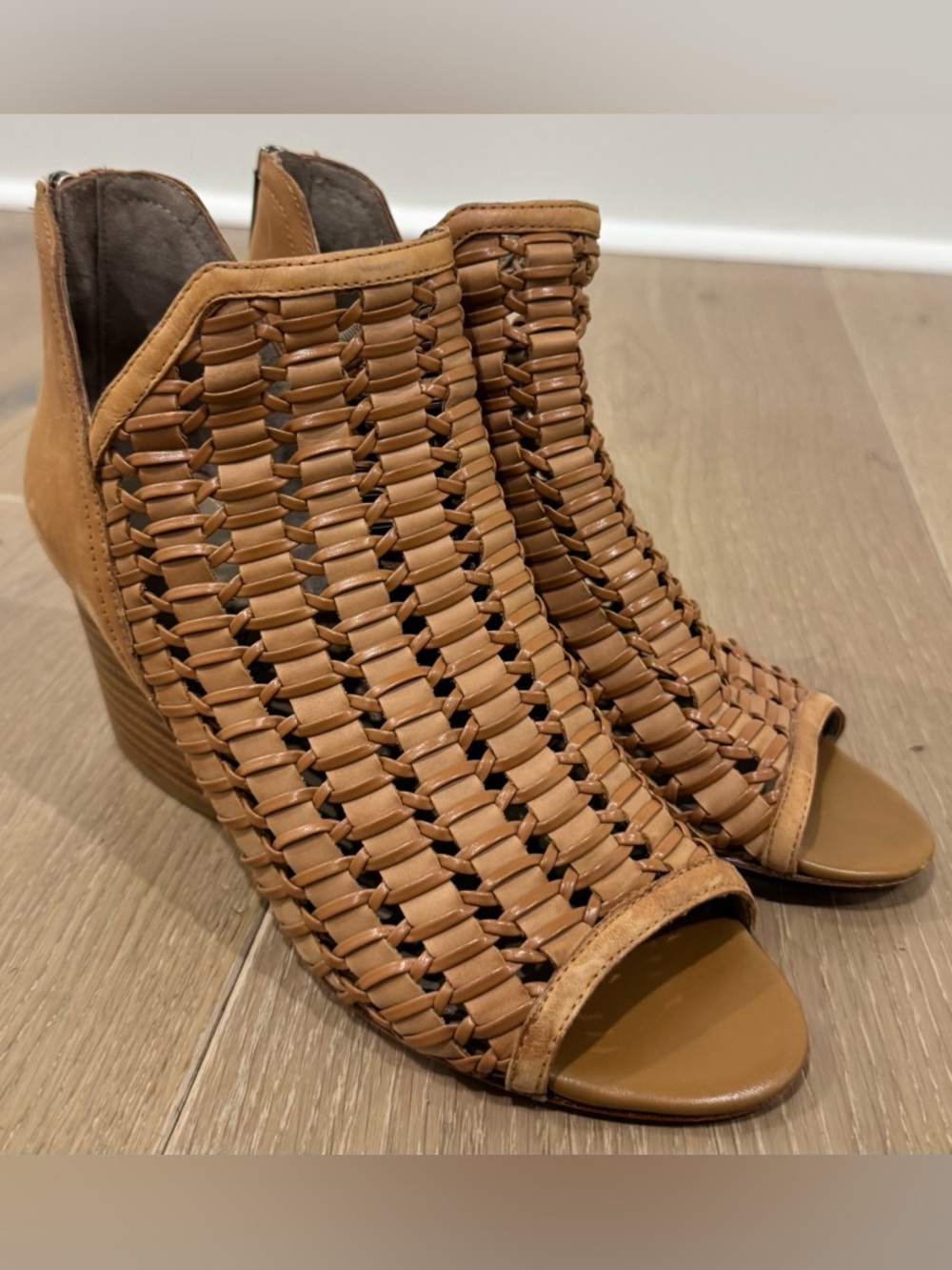 Donald J. Pliner Woven Open-Toe Ankle Booties - Brown